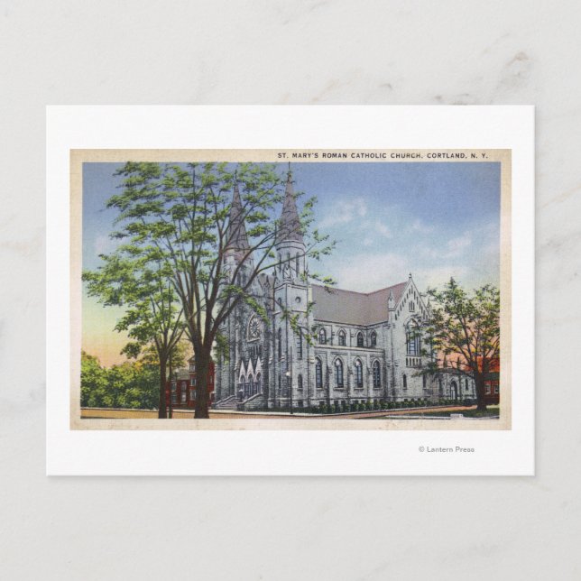 Postal Vista exterior de la iglesia de Santa María (Anverso)