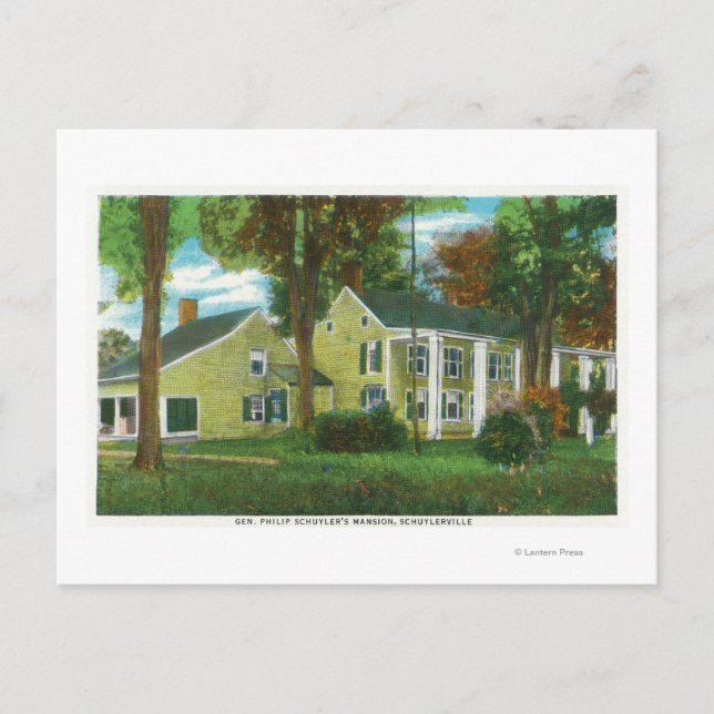 Postal Vista exterior de la mansión del General Philip Sc (Anverso)