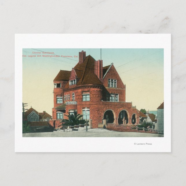 Postal Vista exterior de la residencia Crocker (Anverso)