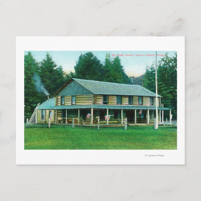 Postal Vista exterior de la taberna Elk Creek (Anverso)