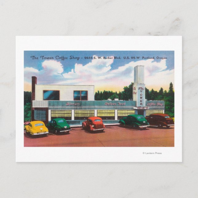 Postal Vista exterior de The Tower Coffee Shop (Anverso)