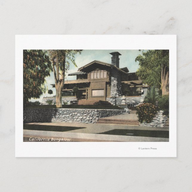 Postal Vista exterior de un Bungalow californiano (Anverso)