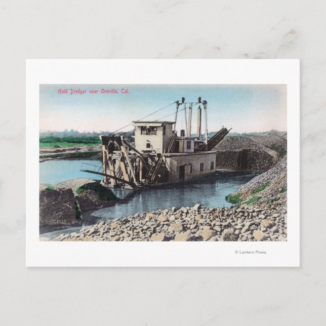 Postal Vista exterior de un Dredger de oroOroville, CA (Anverso)