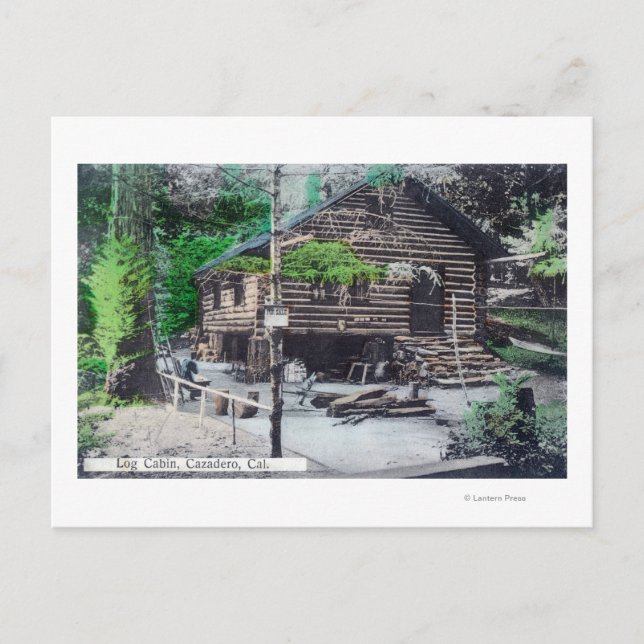Postal Vista exterior de un Log CabinCazadero, CA (Anverso)