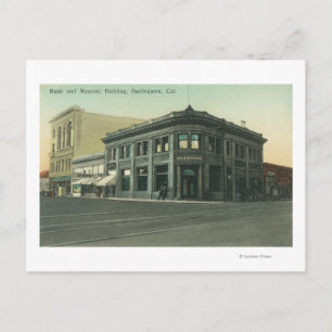 Postal Vista exterior del Banco y Templo Masónico