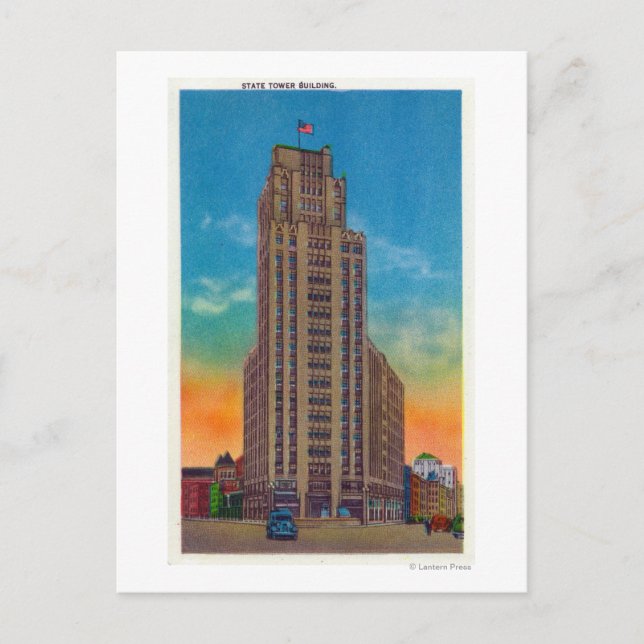 Postal Vista exterior del edificio de la Torre Estatal (Anverso)