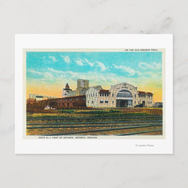 Postal Vista exterior del edificio del Puerto de Astoria  (Anverso)
