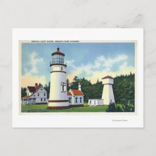 Postal Vista exterior del faro de UmpquaCoast