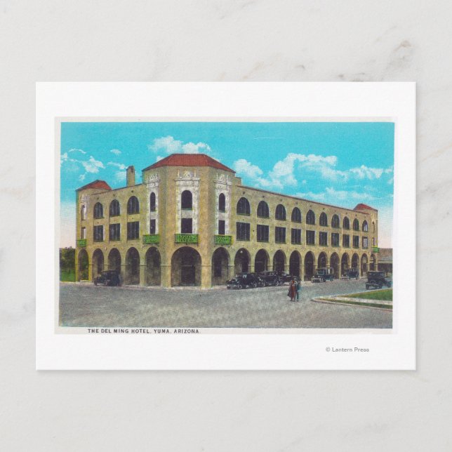 Postal Vista exterior del Hotel Del Ming Yuma, AZ (Anverso)