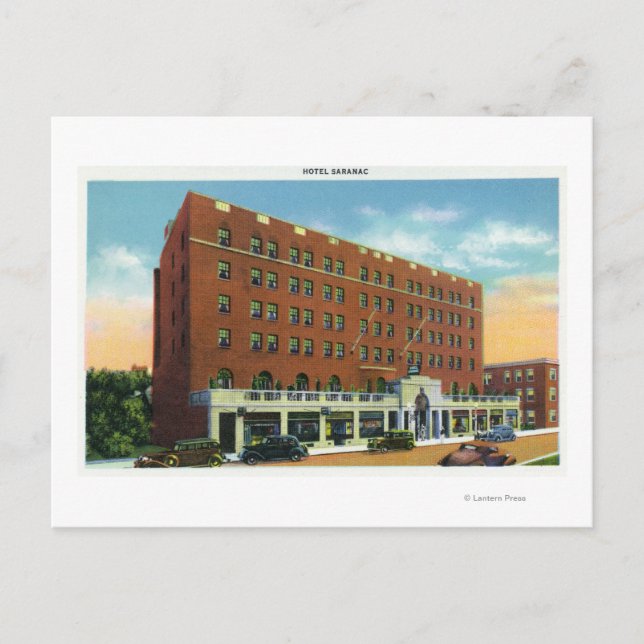 Postal Vista exterior del Hotel Saranac (Anverso)