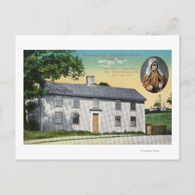 Postal Vista exterior del lugar de nacimiento de Moll Pit (Anverso)