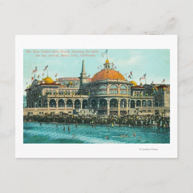 Postal Vista exterior del nuevo casino desde la playa (Anverso)