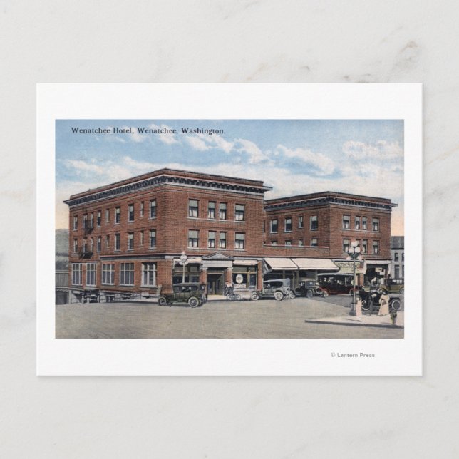 Postal Vista exterior del Wenatchee Hotel (Anverso)