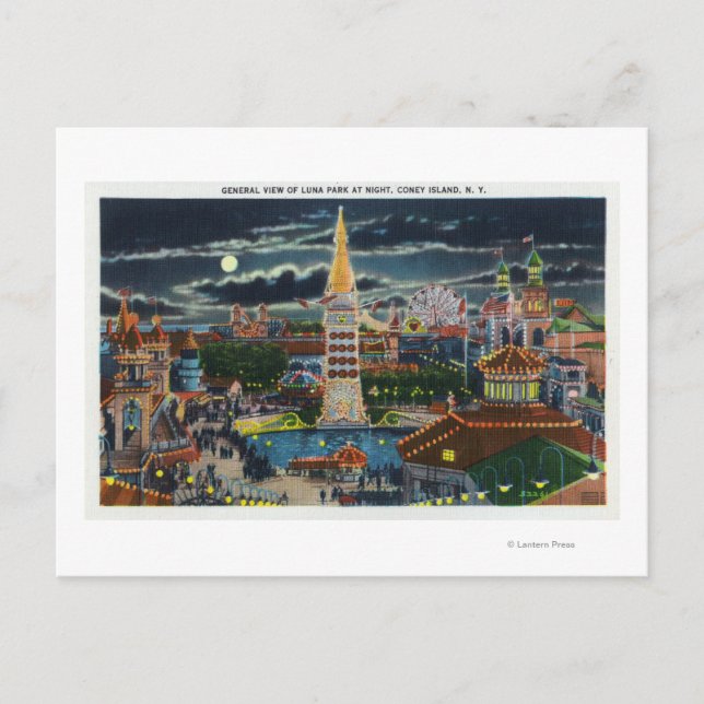 Postal Vista general del Luna Park de noche (Anverso)
