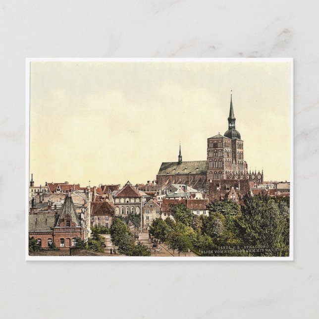 Postal Vista general, desde Knieperdamm, mostrando baños  (Anverso)