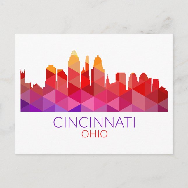 Postal Vista geométrica de la ciudad de paisaje | Cincinn (Anverso)