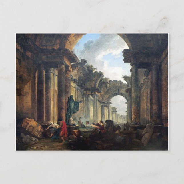 Postal Vista imaginaria de la Gran Galería del Louvre (Anverso)