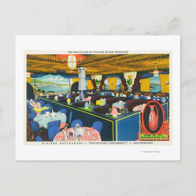 Postal Vista interior del restaurante Riviera (Anverso)
