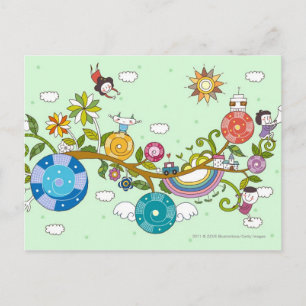 Postal Vista lateral de niños jugando en rama de árbol