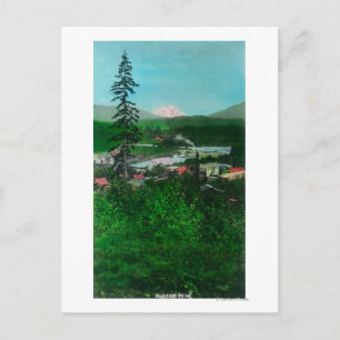 Postal Vista lejana de la cima del glaciar y de la ciudad