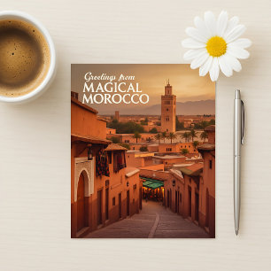 Postal Vista mágica del atardecer de Marruecos Koutoubia 