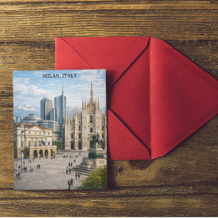 Postal Vista mínima de la ciudad de Milán Italia