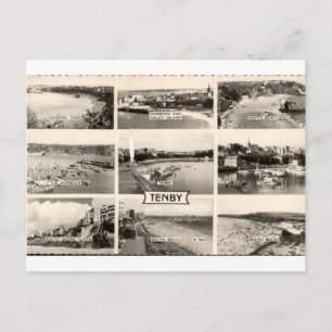 Postal Vista múltiple vintage de las playas del puerto de