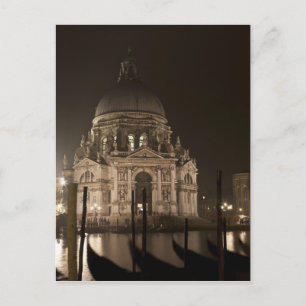 Postal Vista nocturna a través del agua de San Giorgio Ma