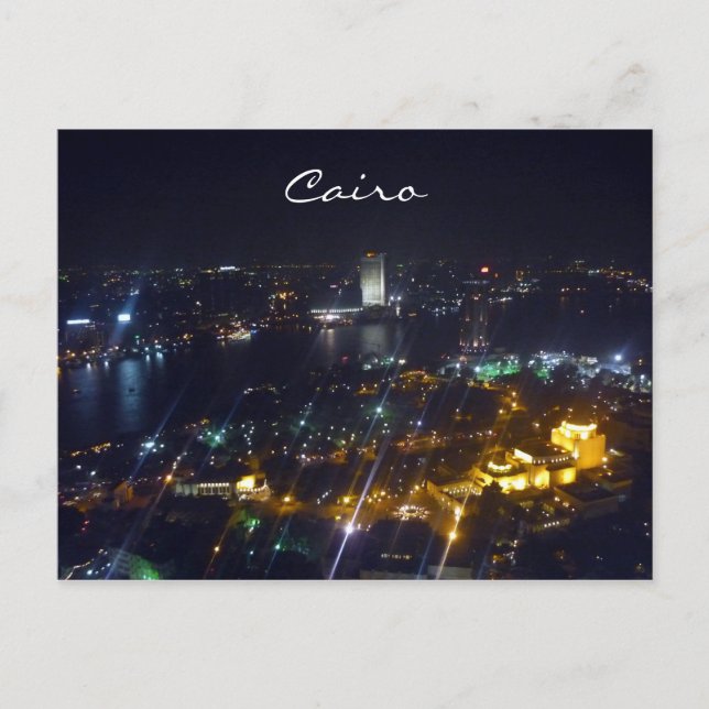 Postal vista nocturna de cairo (Anverso)