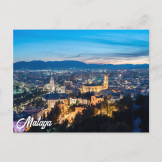 Postal Vista nocturna de la Catedral de Málaga en Málaga,