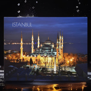 Postal Vista nocturna de la Mezquita Azul de Estambul Tur