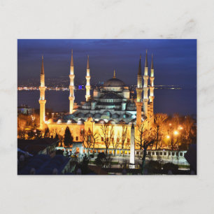 Postal Vista nocturna de la Mezquita Azul de Estambul Tur