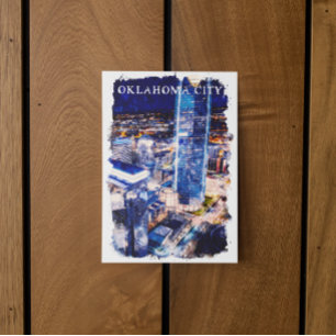 Postal Vista nocturna de Oklahoma City