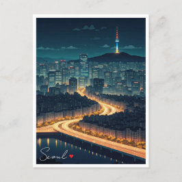 Postal Vista nocturna de Seúl Corea del Sur