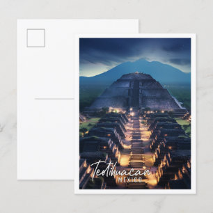 Postal Vista nocturna del México de Teotihuacán