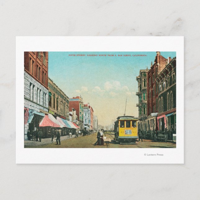 Postal Vista norte de la calle 5 desde la calle F (Anverso)