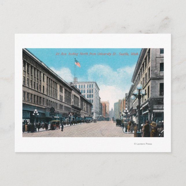 Postal Vista norte de la segunda avenida desde la Univers (Anverso)