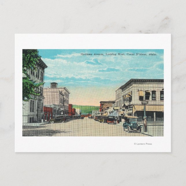 Postal Vista occidental de la avenida Sherman (Anverso)