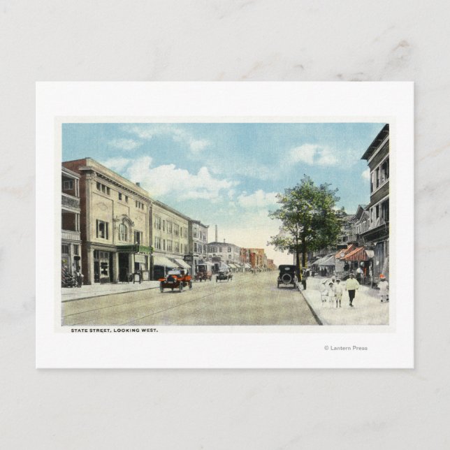 Postal Vista occidental de la calle estatal (Anverso)