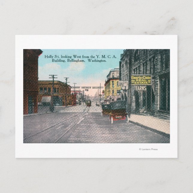 Postal Vista occidental de la calle Holly desde YMCA Bldg (Anverso)