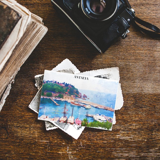 Postal Vista panorámica de Antalya Turkey (antalya turkey travel postcard)