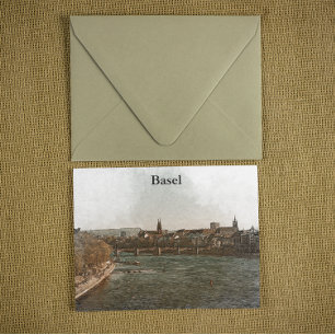 Postal Vista panorámica de Basilea , Suiza Europa City