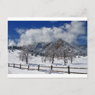 Postal Vista panorámica de Boulder Colorado Flatirons Sno