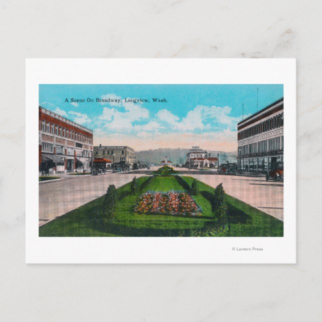 Postal Vista panorámica de Broadway, WA (Anverso)