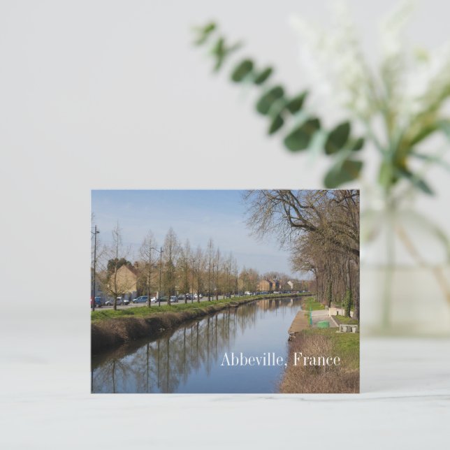 Postal Vista panorámica de Canal Abbeville, Francia (Anverso de pie)