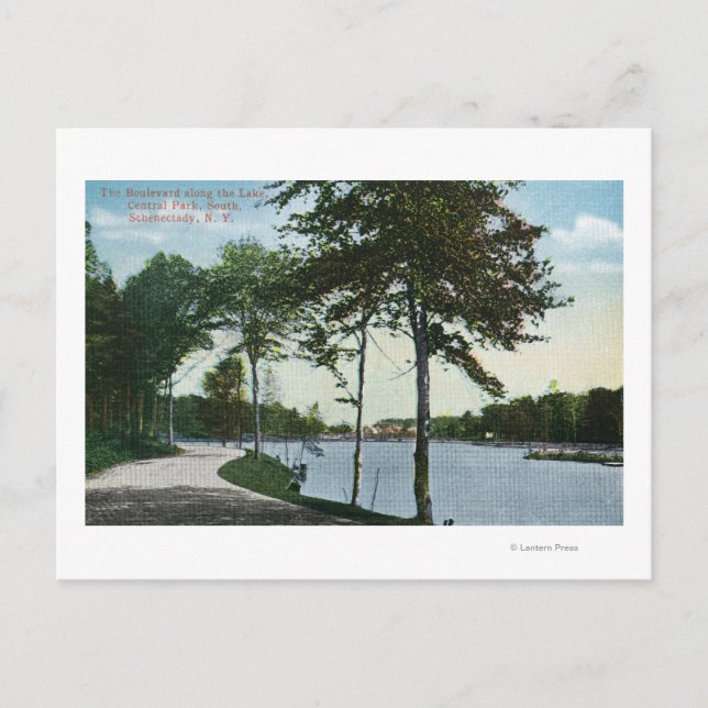 Postal Vista panorámica de Central Park y Lake (Anverso)