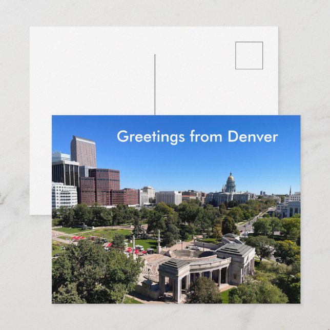 Postal Vista panorámica de Denver Edificio del Capitolio  (Anverso / Reverso)