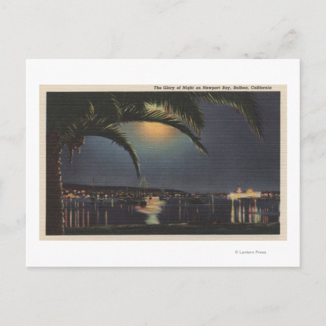 Postal Vista panorámica de la bahía de Newport (Anverso)