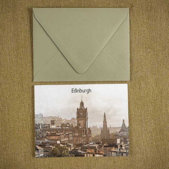 Postal Vista panorámica de la época de Edimburgo Escocia (cool edinburgh scotland UK postcard)