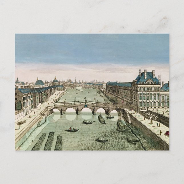Postal Vista panorámica de París desde el puente real (Anverso)